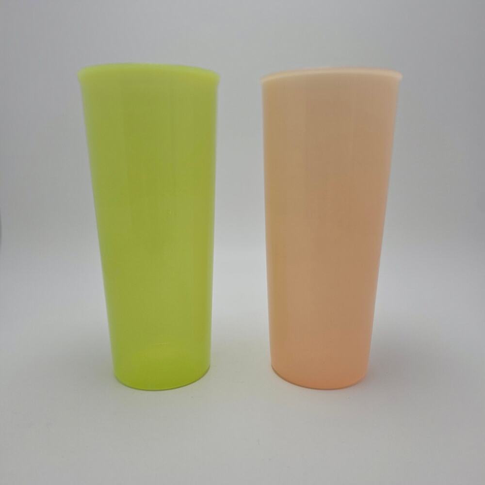 Tupperware Margarita Green & Peach Stacking Tumblers 2 each